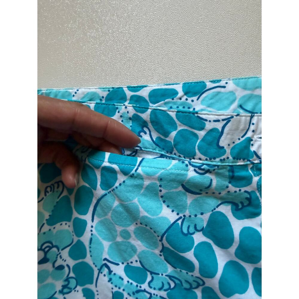 Lilly Pulitzer Women's Blue White Floral Cotton Blend Cropped Pants/Capri Size 8 - Picture 3 of 10
